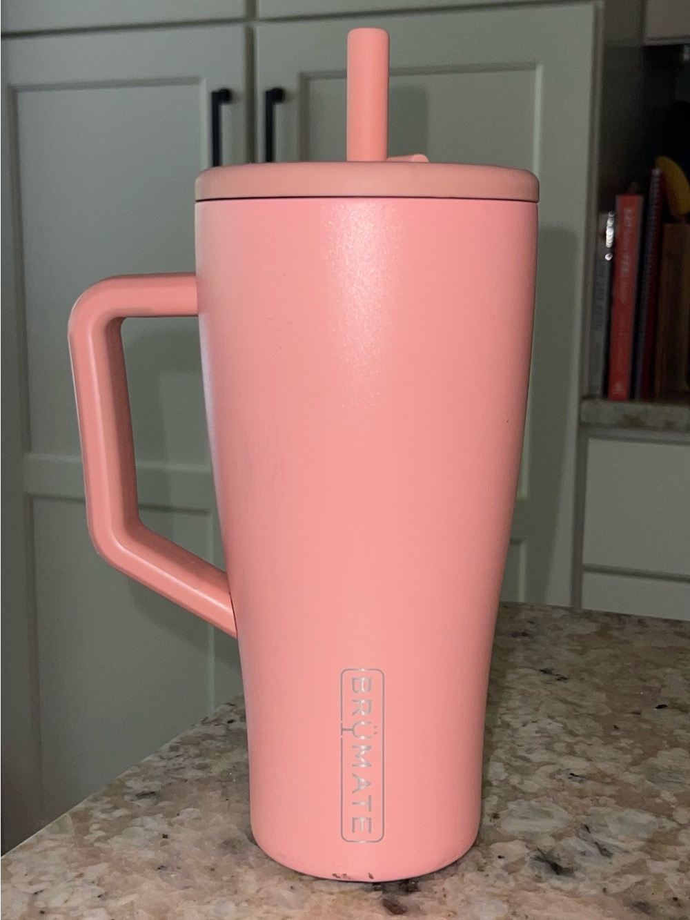 Brumate Pink Insulated Travel Tumbler with Straw and Handle